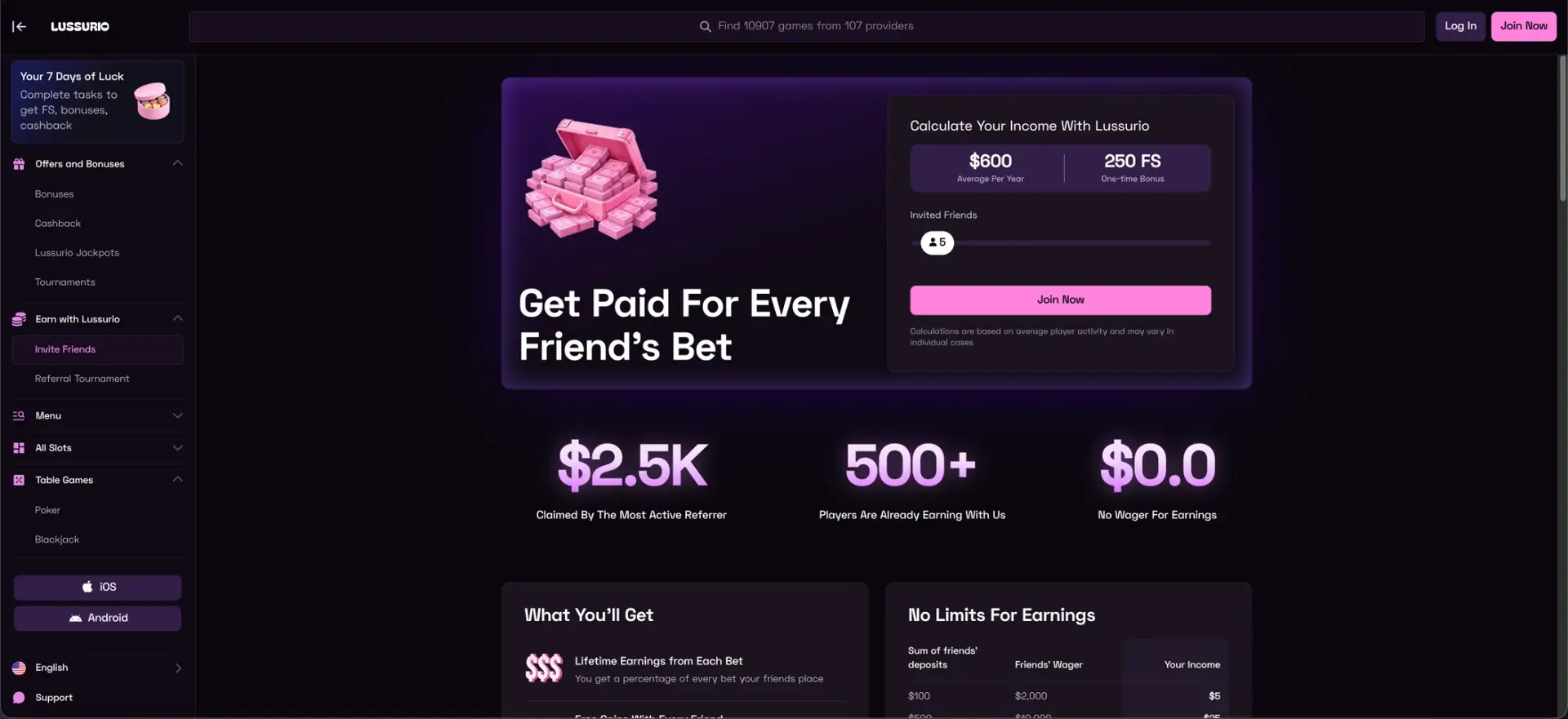 Invite Friends referral programme